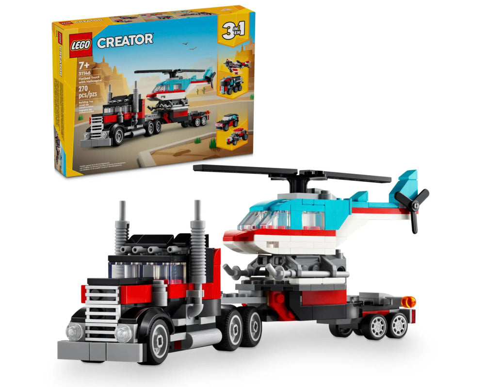 31146 Flatbed Truck with Helicopter - LEGO Creator