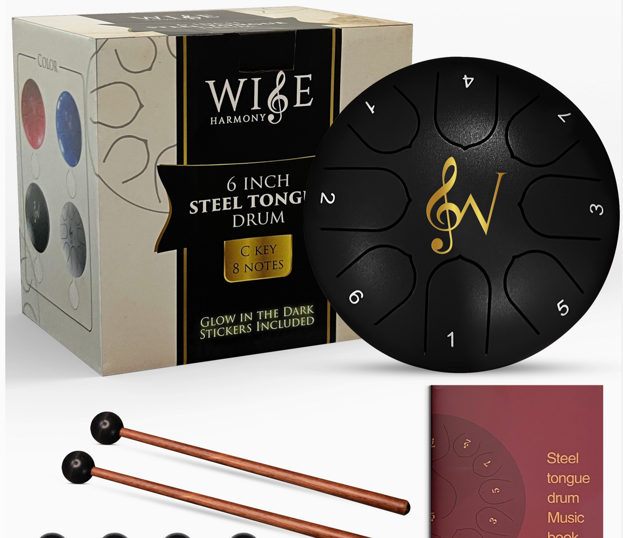 6" Steel Tongue Drum, Black