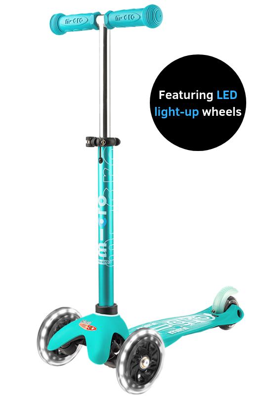 LED Wheels Micro Mini Deluxe Scooter, Aqua Micro Kickboard