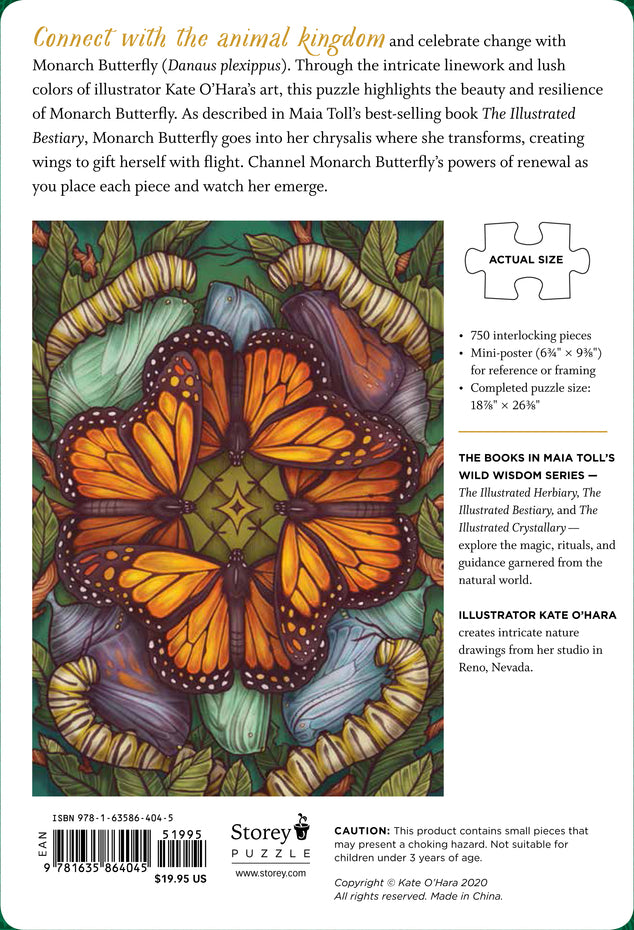 The Illustrated Bestiary Puzzle: Monarch Butterfly (750 pieces)