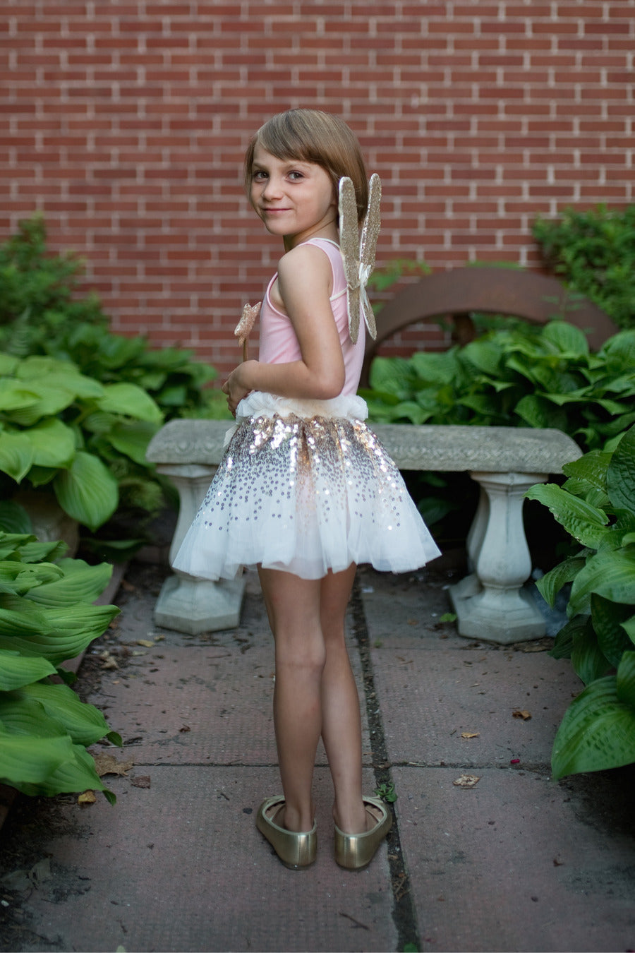 Gracious Gold Sequins Skirt, Wings, and Wand Set Size 4-6