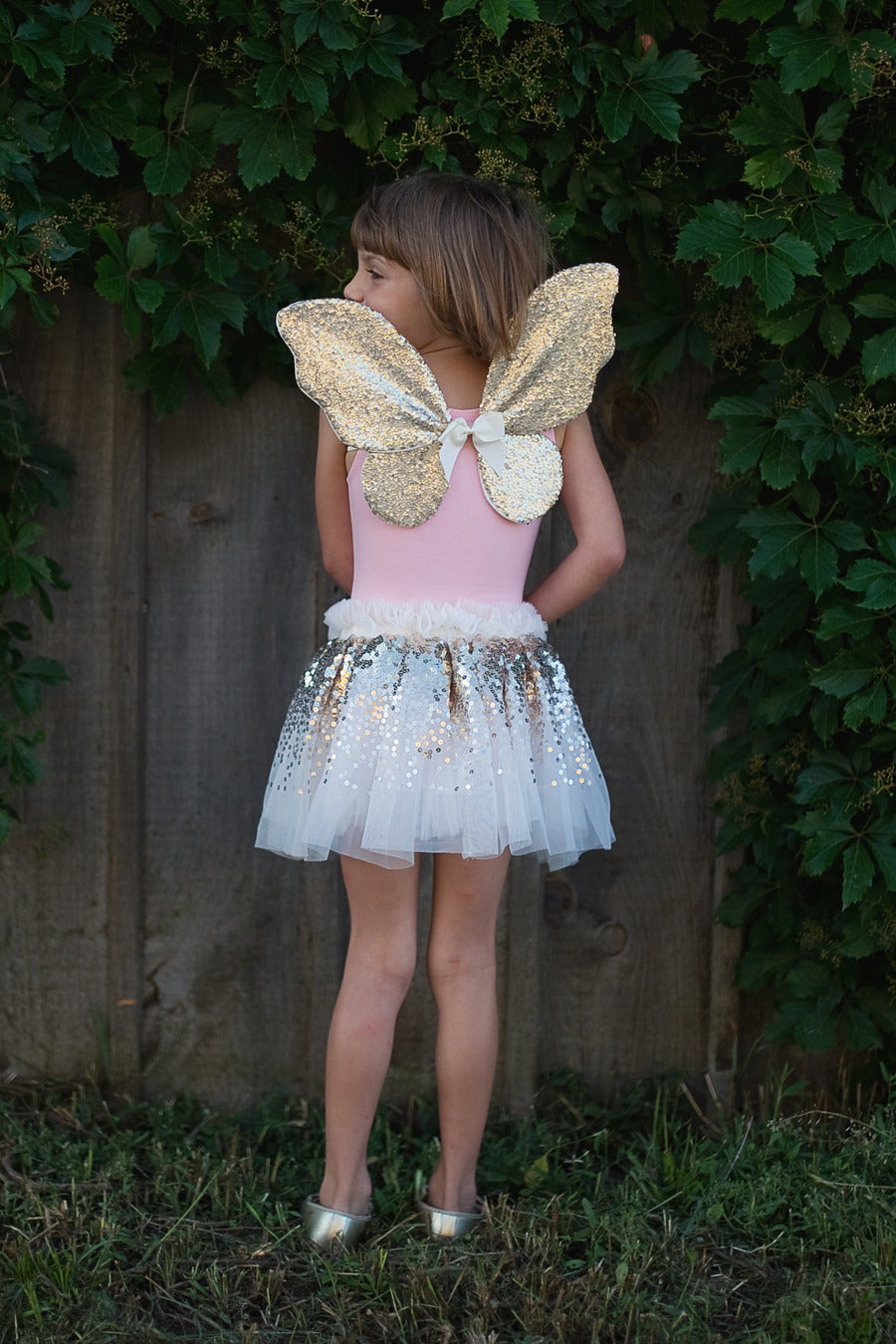 Gracious Gold Sequins Skirt, Wings, and Wand Set Size 4-6