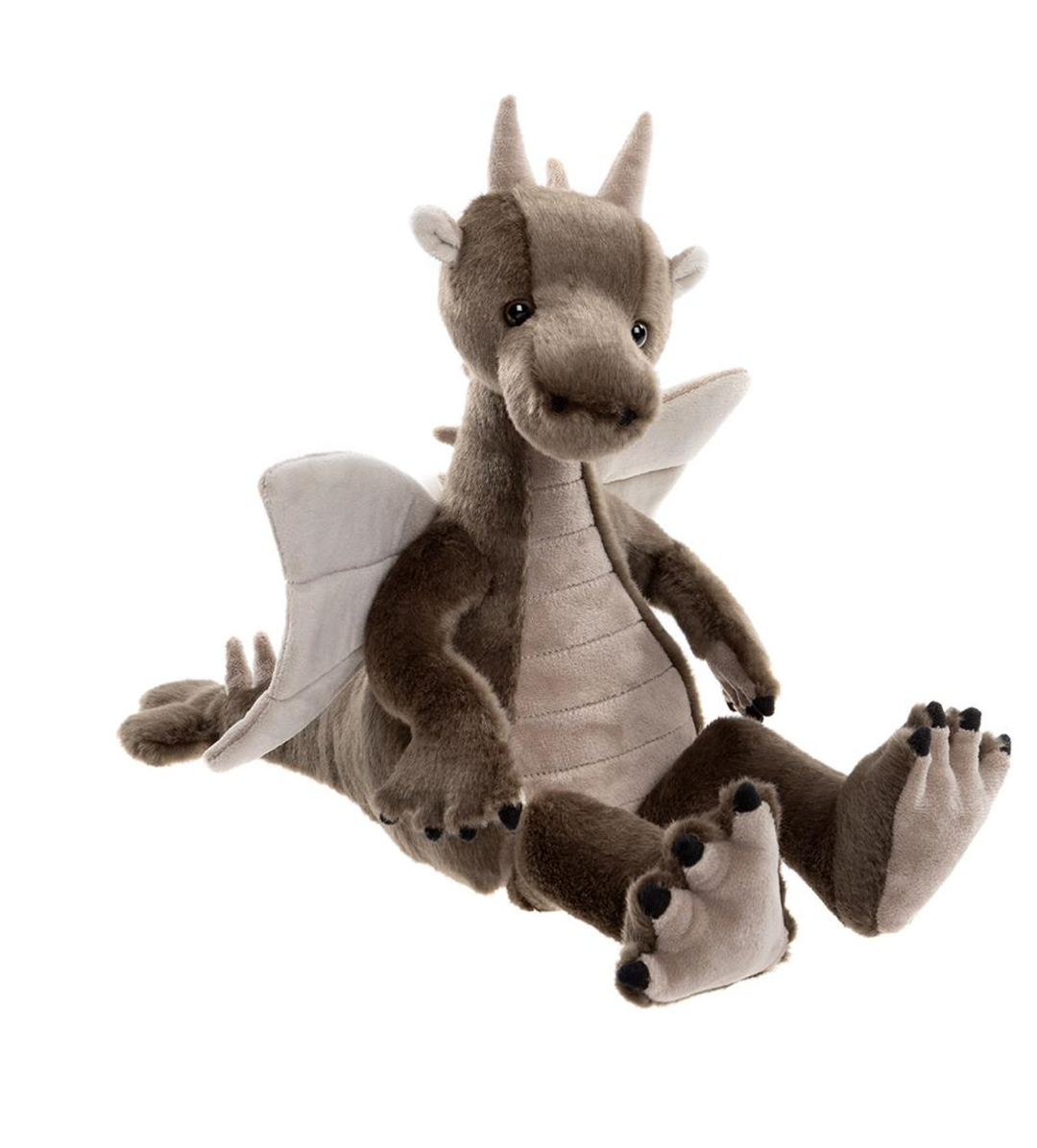 Plush dragon toy on a white background