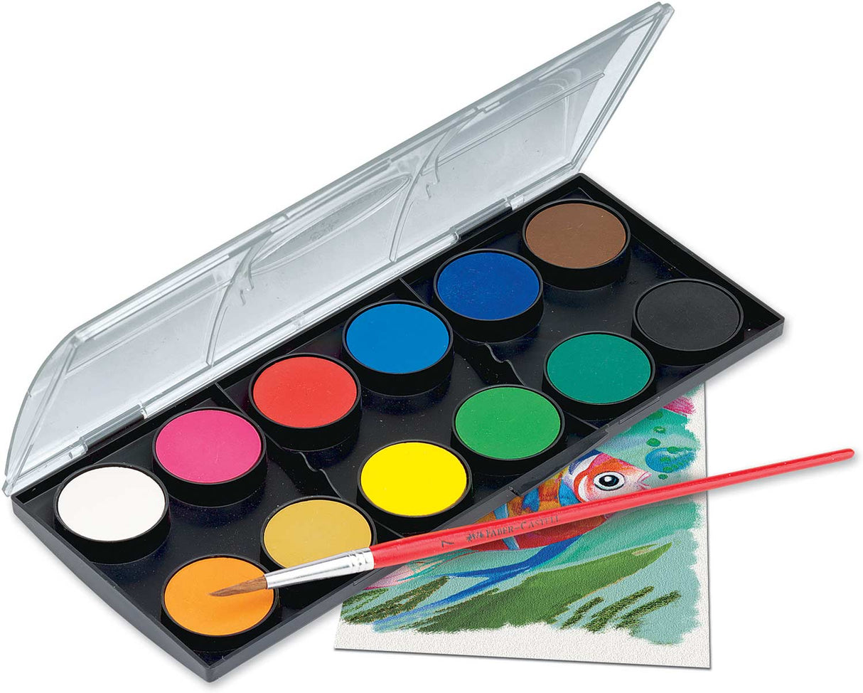 Watercolor Set with 12 Colors and Brush