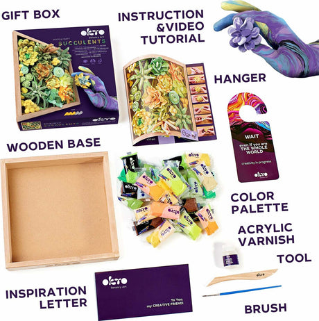 OKTO Sensory Art 3D Woodcraft "Energy" – Succulent Craft Kit