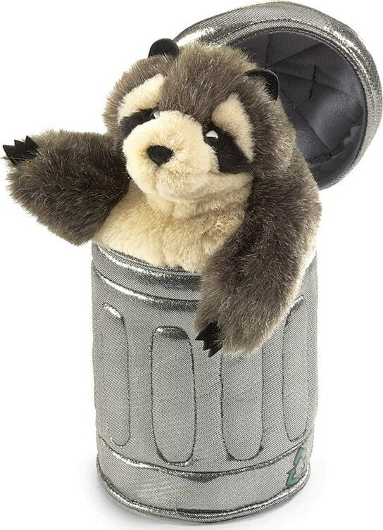 Raccoon in Garbage Can Hand Puppet Folkmanis
