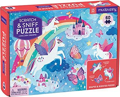 60 Piece Puzzle, Unicorn Dreams Scratch and Sniff Galison