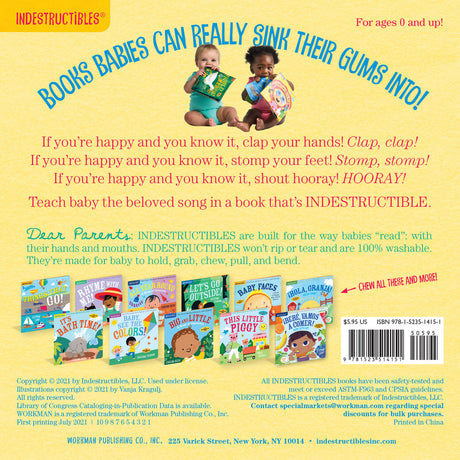 Indestructibles: Happy and You Know It!: Chew Proof Ā· Rip Proof Ā· Nontoxic Ā· 100% Washable (Book for Babies, Newborn Books, Safe to Chew)