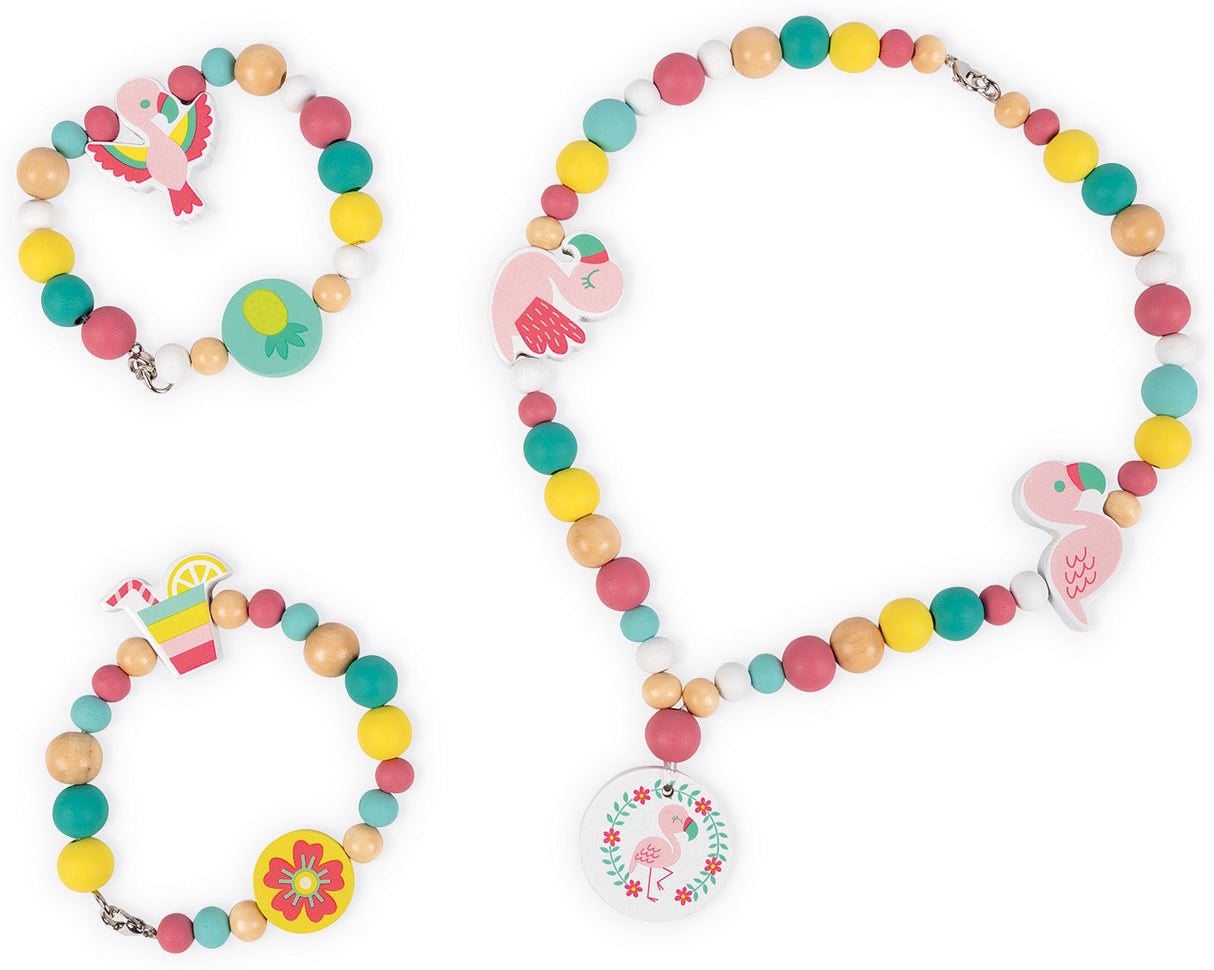 Wooden Bead Kit - Birdy Flamingos - 220 Beads Janod