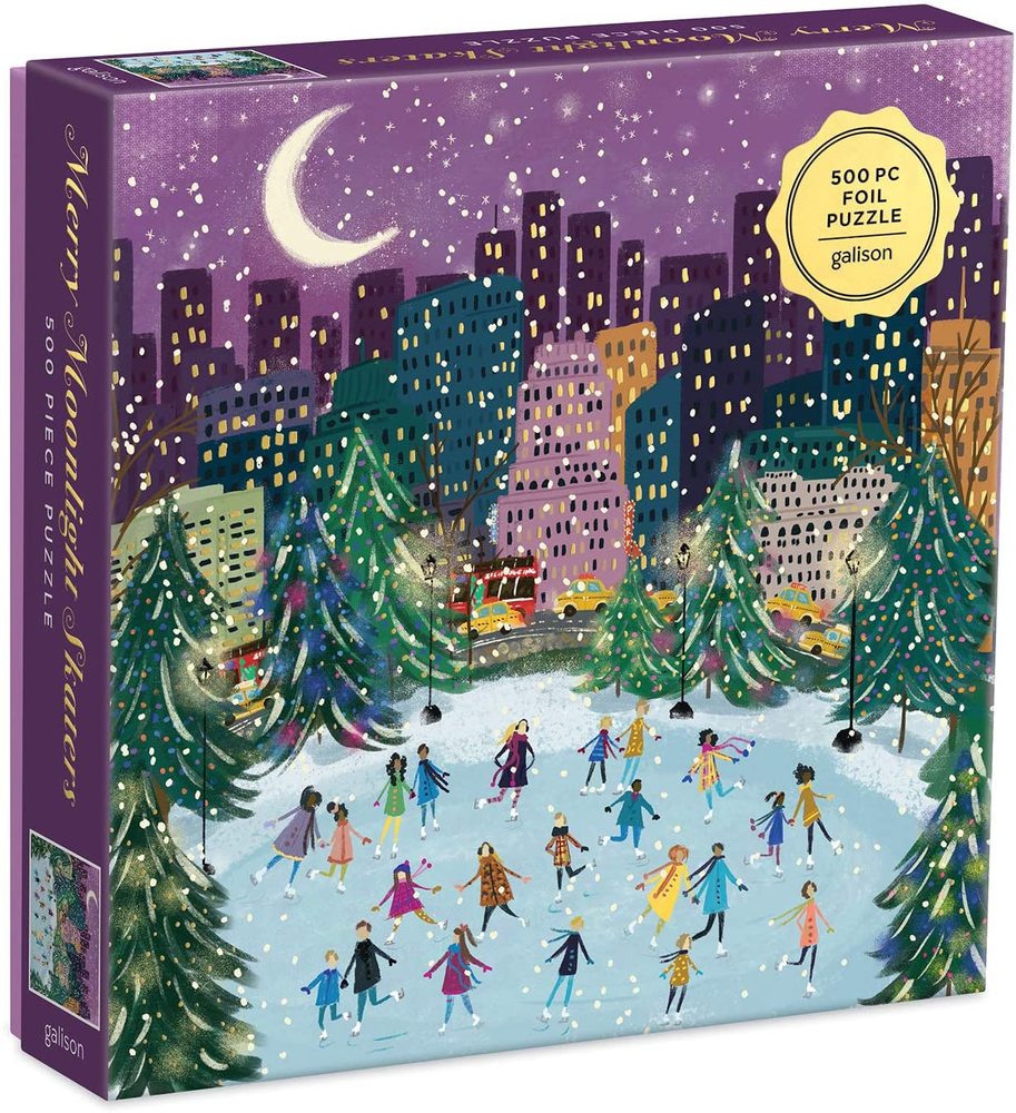 500 Piece Puzzle, Merry Moonlight Skaters