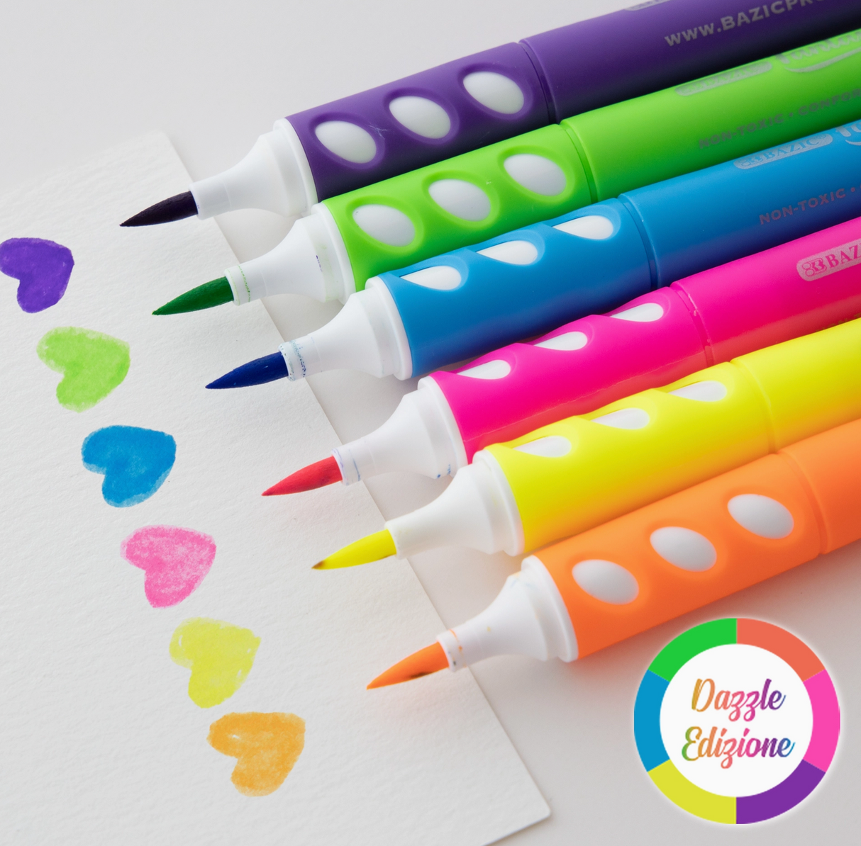 6 Brush Markers - Neon Colors