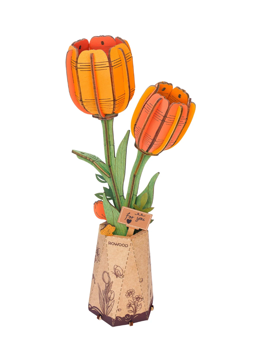 Orange Tulip Wooden 3D Puzzle