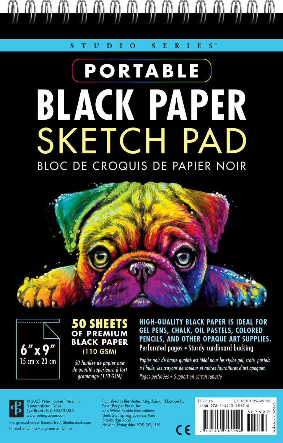 Studio Series Portable Black Paper Sketch Pad 6 x 9 inches (50 perforated sheets)
