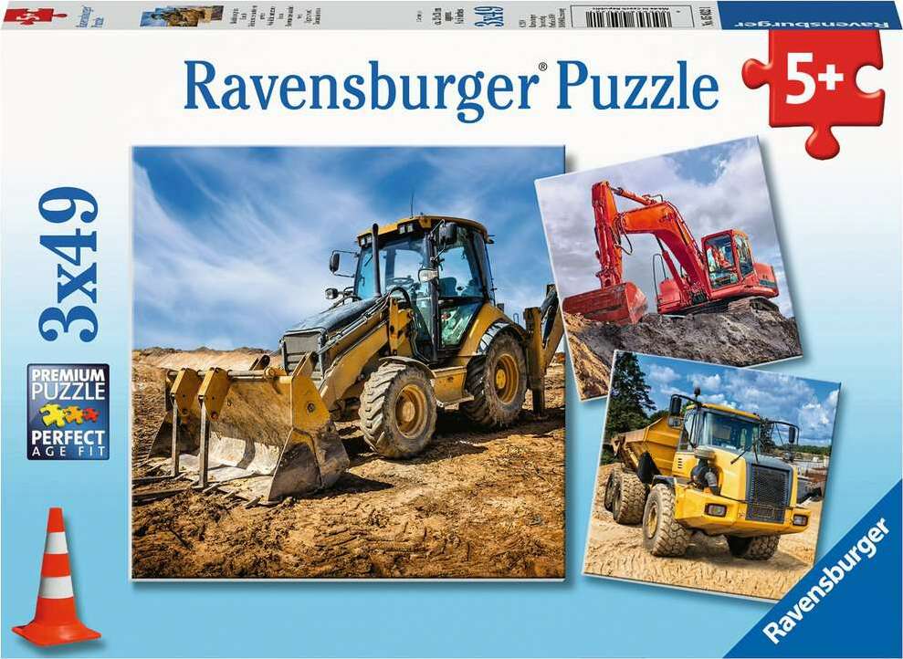 49 Piece Puzzle x 3, Diggers at Work