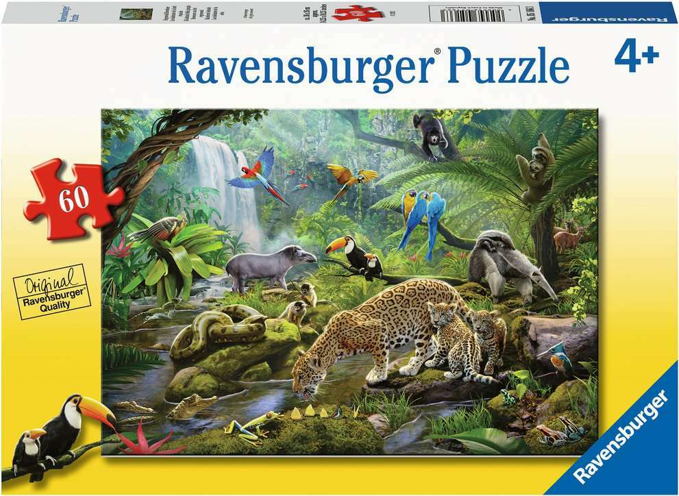 60 Piece Puzzle, Rainforest Animals