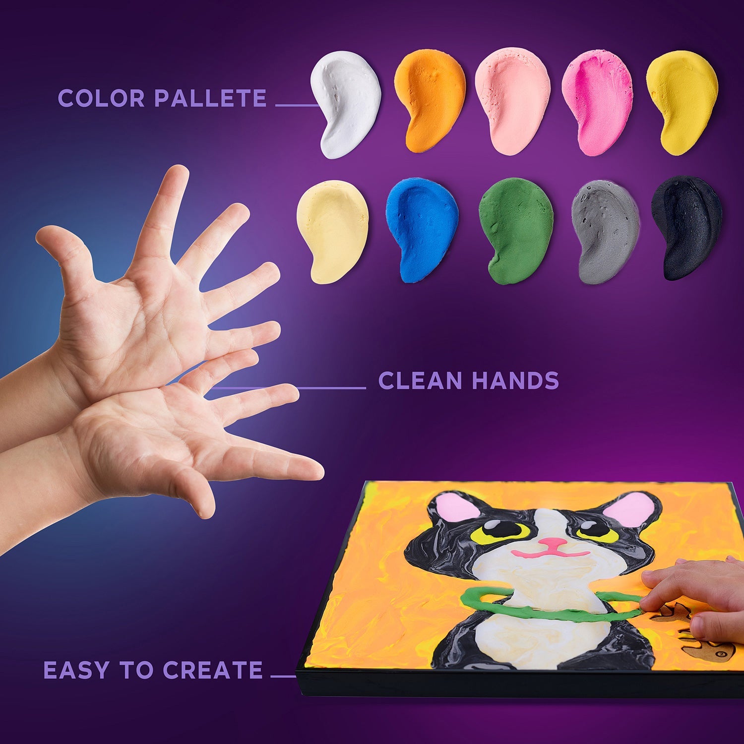 OKTO Sensory Art Coloring with Clay Set by Numbers Cat