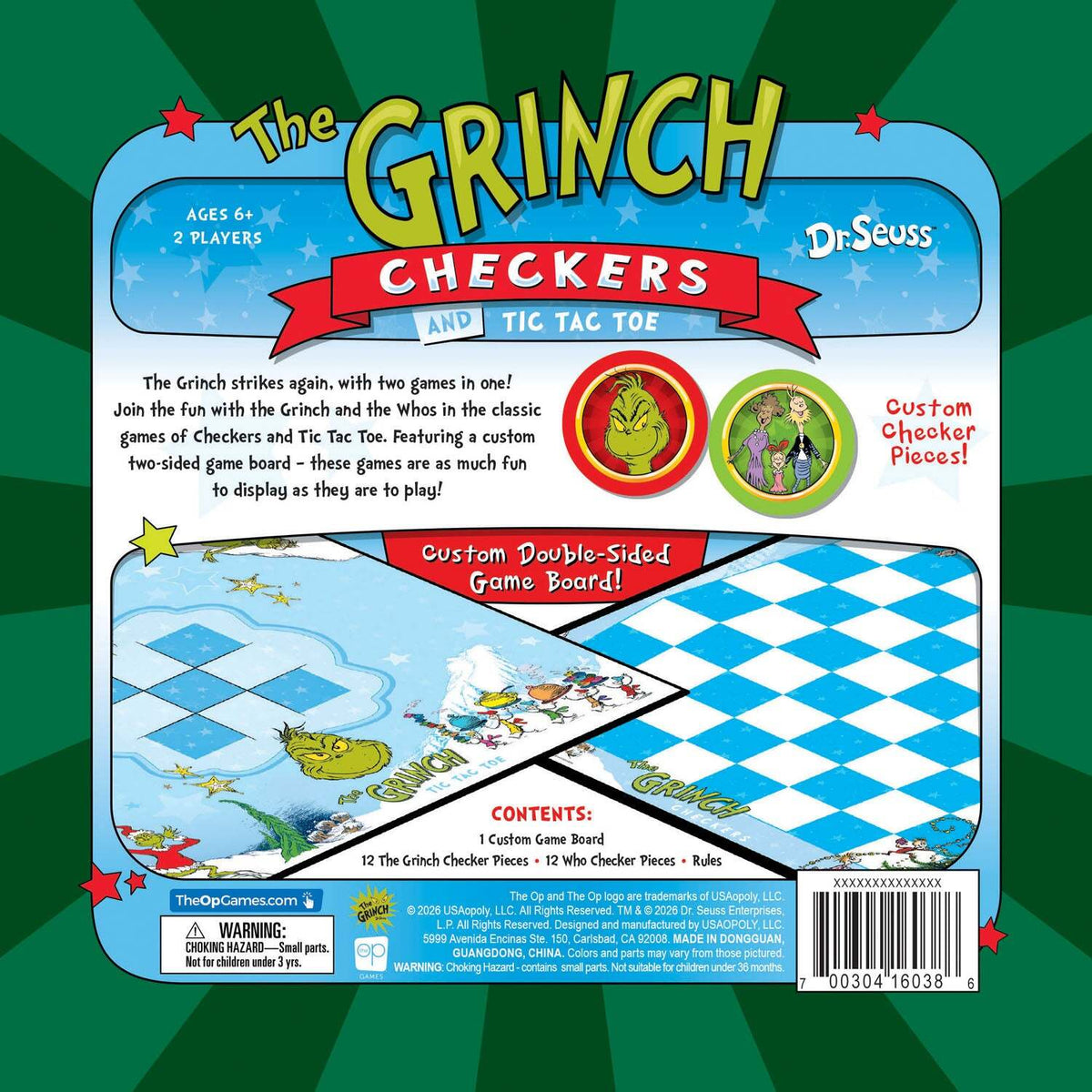 The Grinch Checkers and Tic Tac Toe Tin