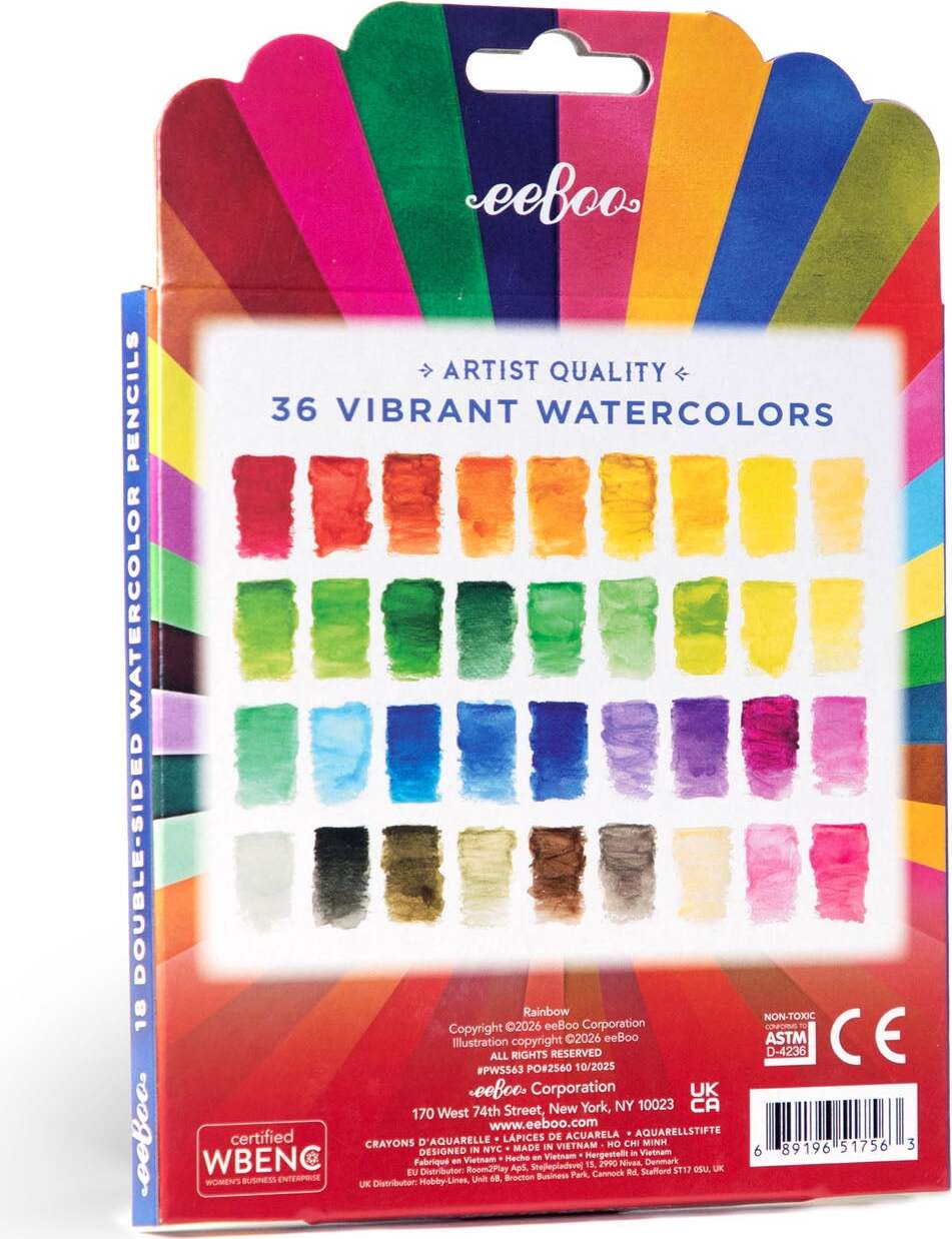 36 Vivid Colors Watercolor Pencils Rainbow