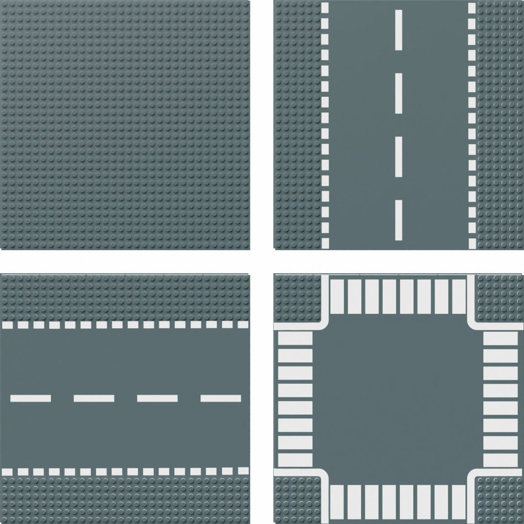 4PK Gray City Streets Baseplates