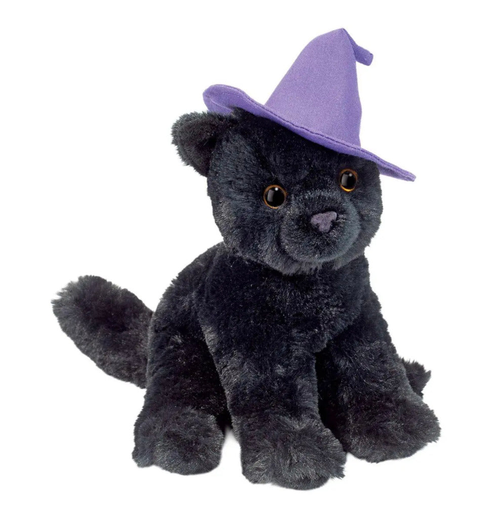 Mini Soft Black Cat with Witch Hat