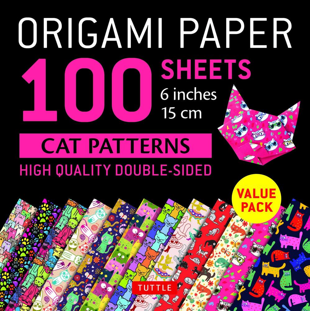 Origami Paper, 100 Cat Pattern Sheets