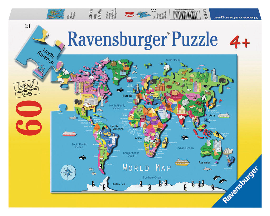 60 Piece Puzzle, World Map