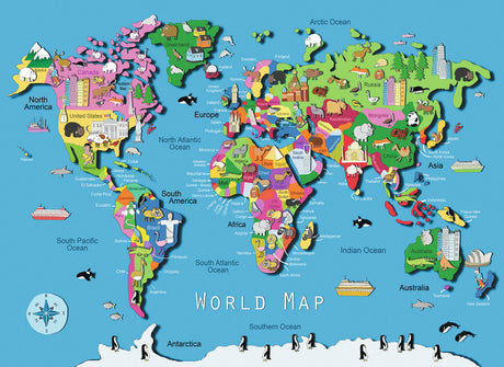 60 Piece Puzzle, World Map