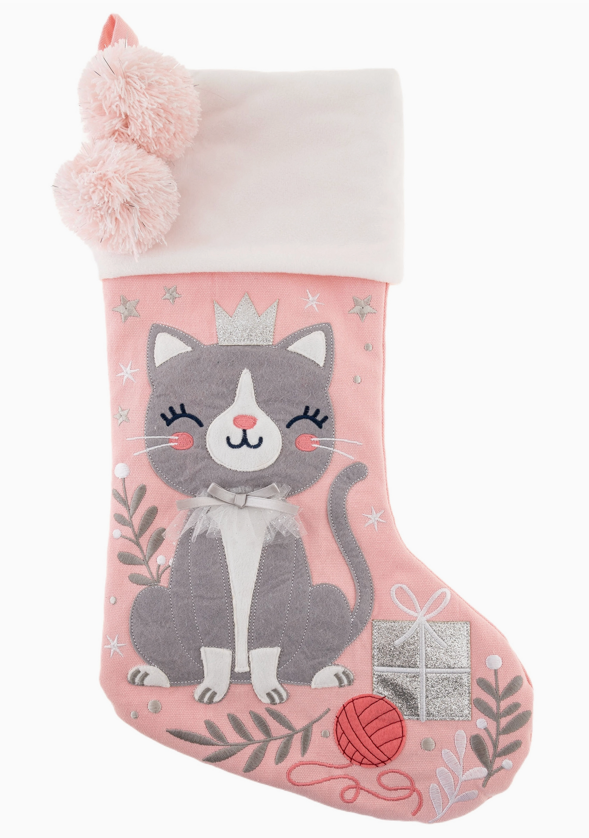 Embroidered Cat Christmas Stocking