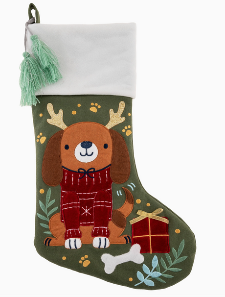 Embroidered Dog Christmas Stocking