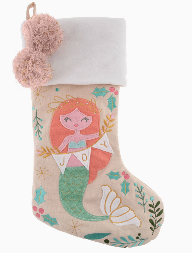 Embroidered Mermaid Christmas Stocking