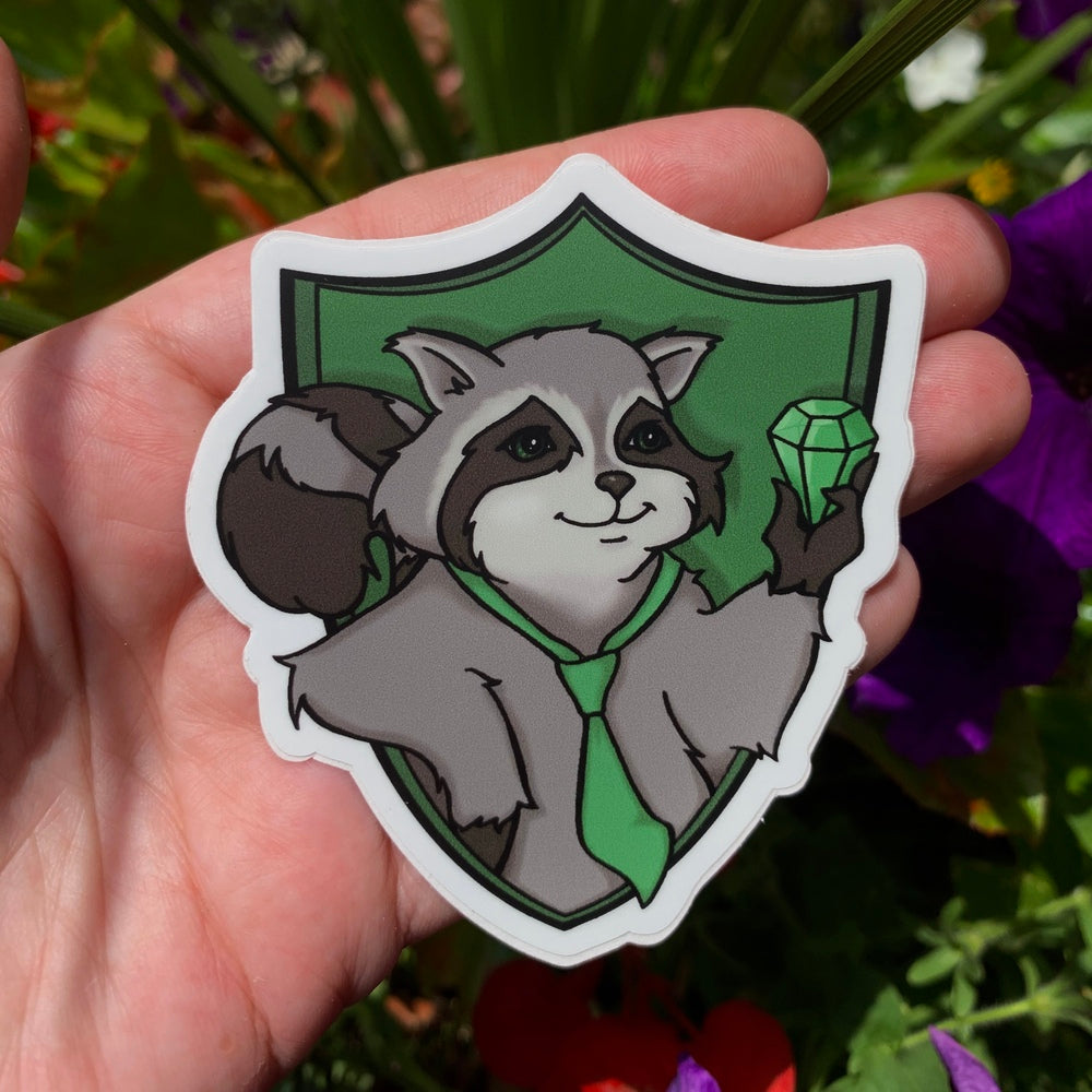 Raccoon House Crest Vinyl Sticker