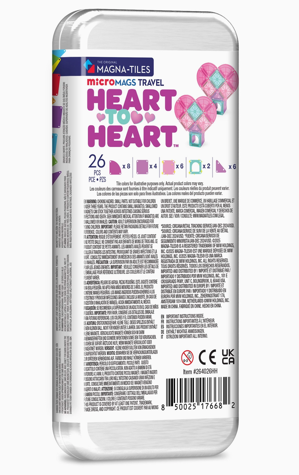 Magna-Tiles Micromags Heart To Heart 24 Piece Travel Set Active/Build Magna-Tiles (Valtech)