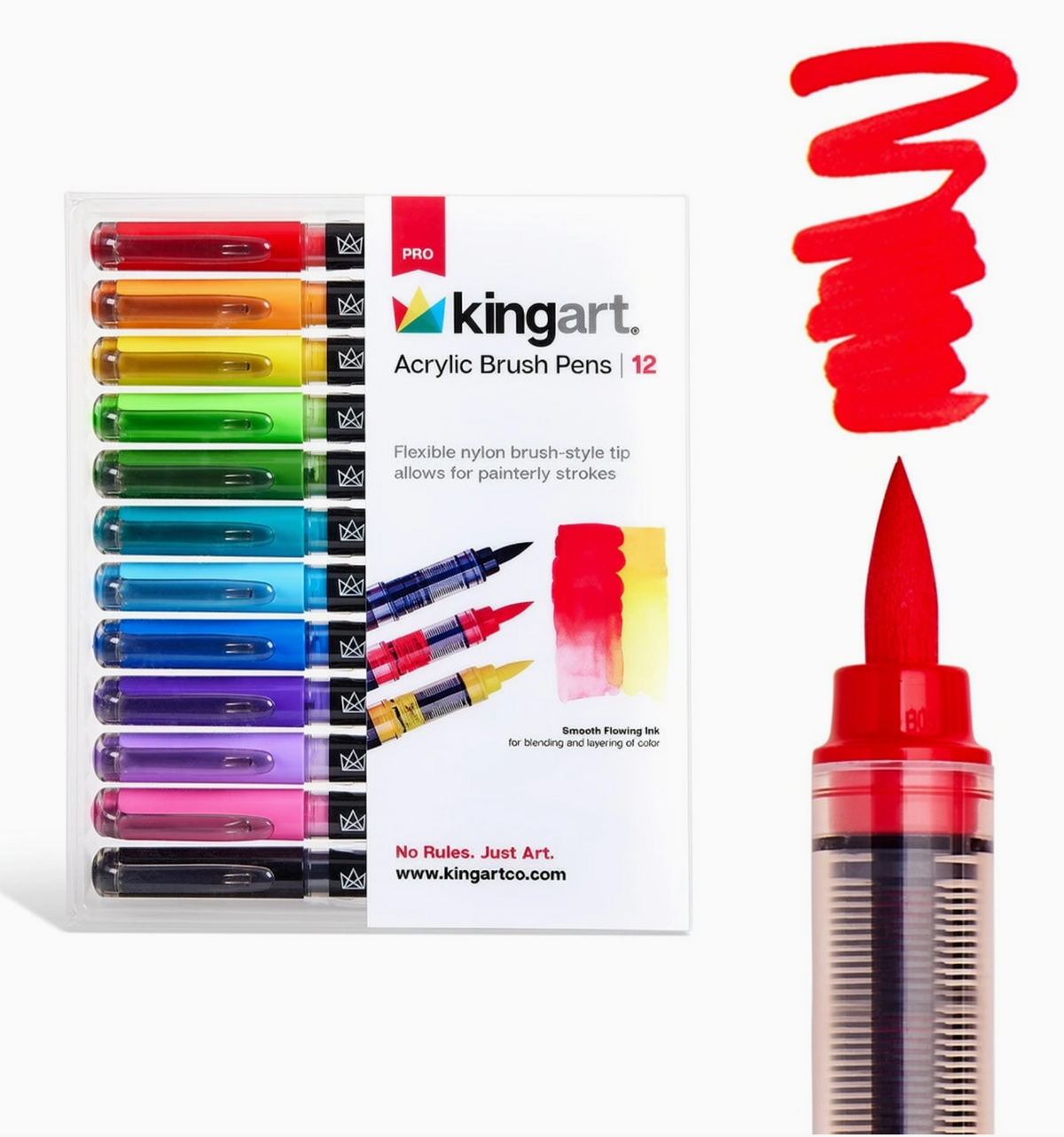Pro Acrylic Brush Pens - Set of 12 Classic Colors