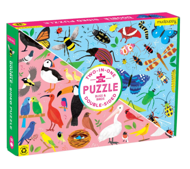 100 Piece Double Sided Puzzle, Bugs and Birds