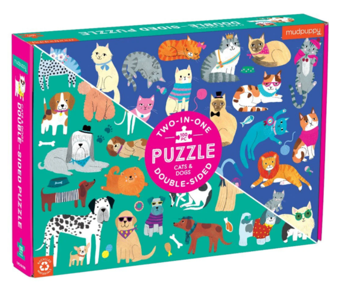 100 Piece Puzzle, Cats and Dogs Double Sided