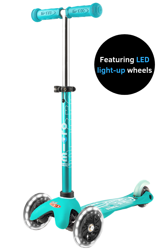 LED Wheels Micro Mini Deluxe Scooter, Aqua