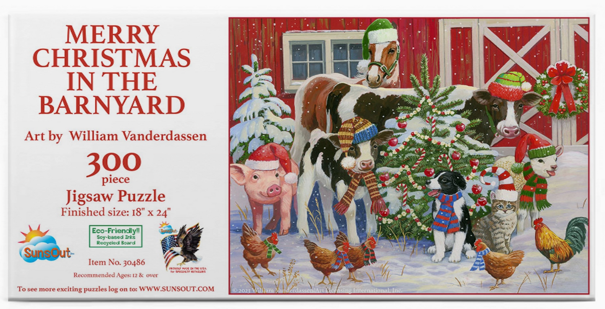 300 Piece Puzzle, Christmas in the Barnyard