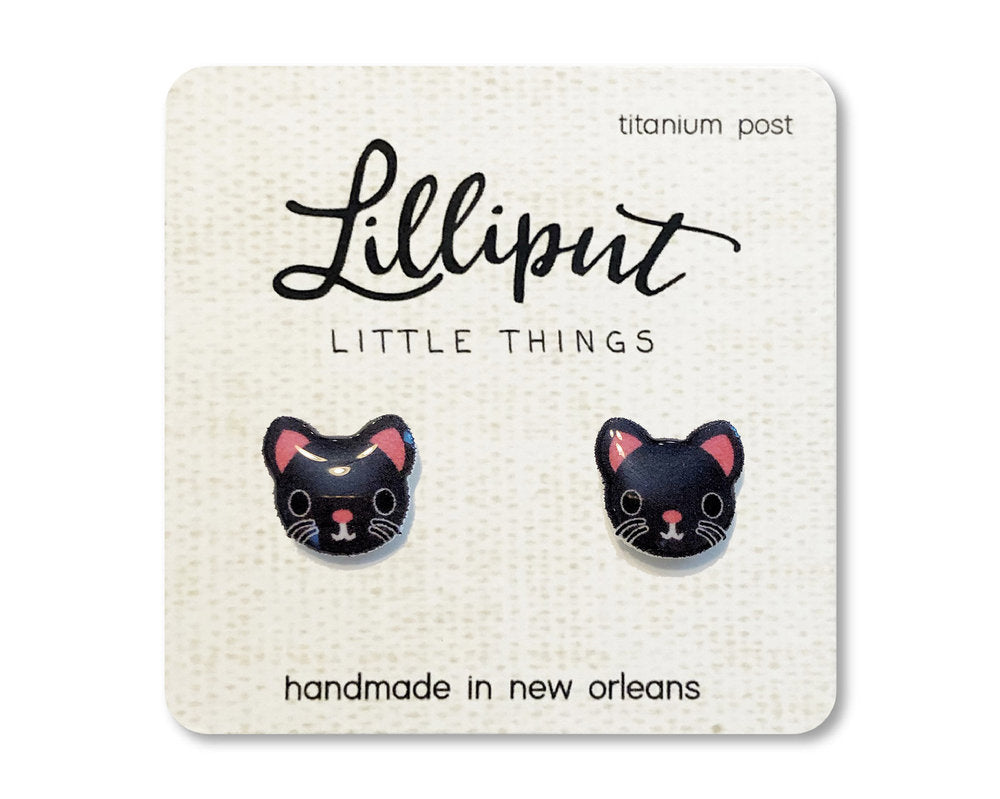 Black Kitty Cat Earrings