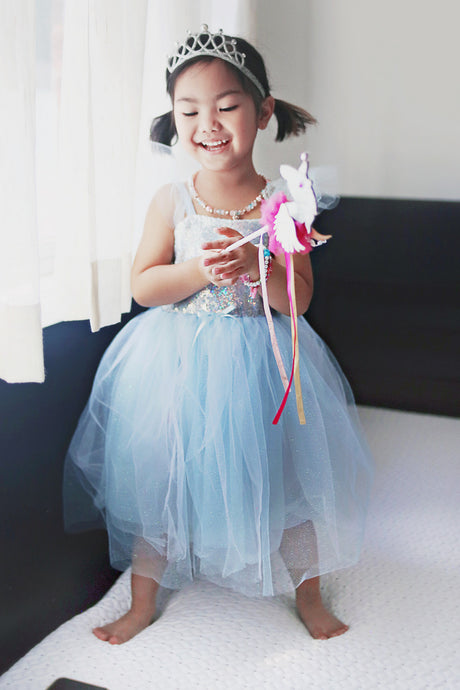 Blue Sequins Princess Dress (Size 3-4)