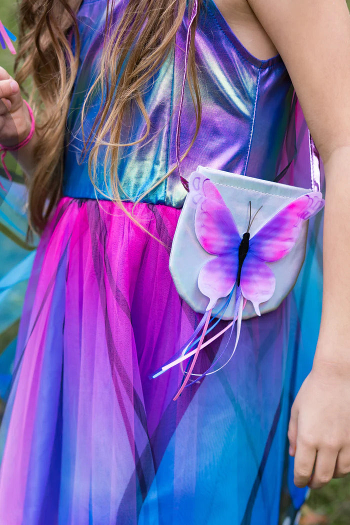 Blue Butterfly Twirl Dress with Wings and Headband (Size 5-6)