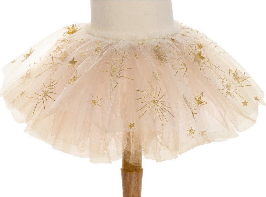 Sparkle Star Tutu, White & Gold (Size 4-6)