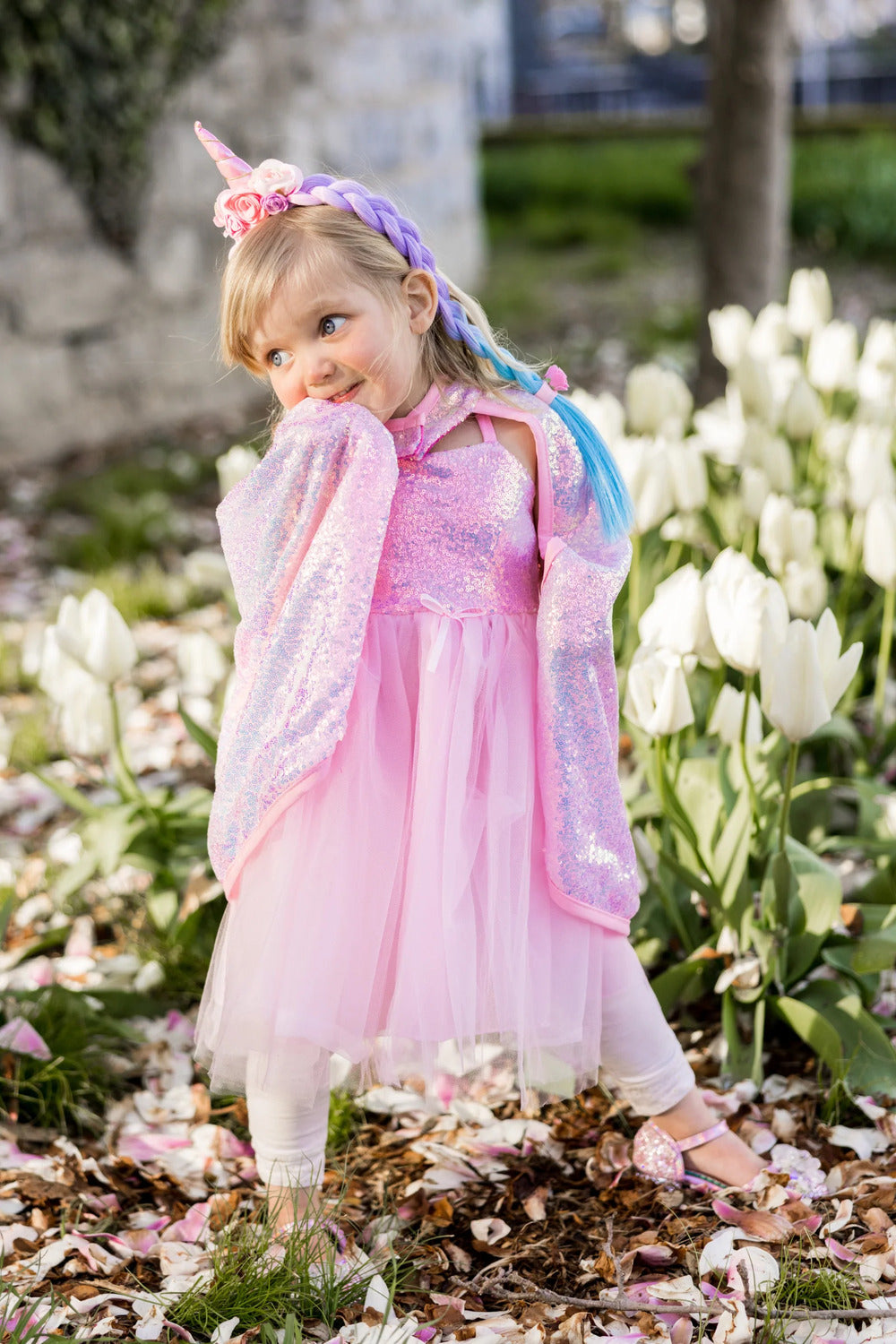 Pink Sequins Cape  (Size 5-6)