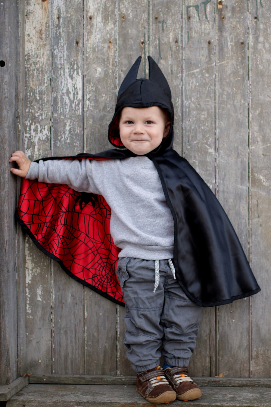 Toddler Reversible Spider Bat Cape -Size 2-3T