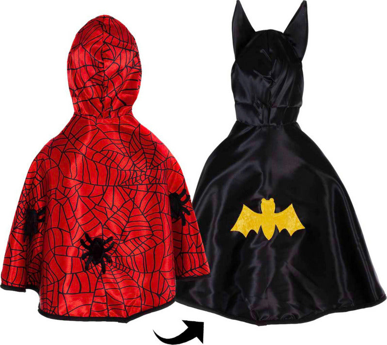 Toddler Reversible Spider Bat Cape -Size 2-3T