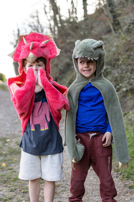 Red Triceratops Cuddle Cape (Size 2T)