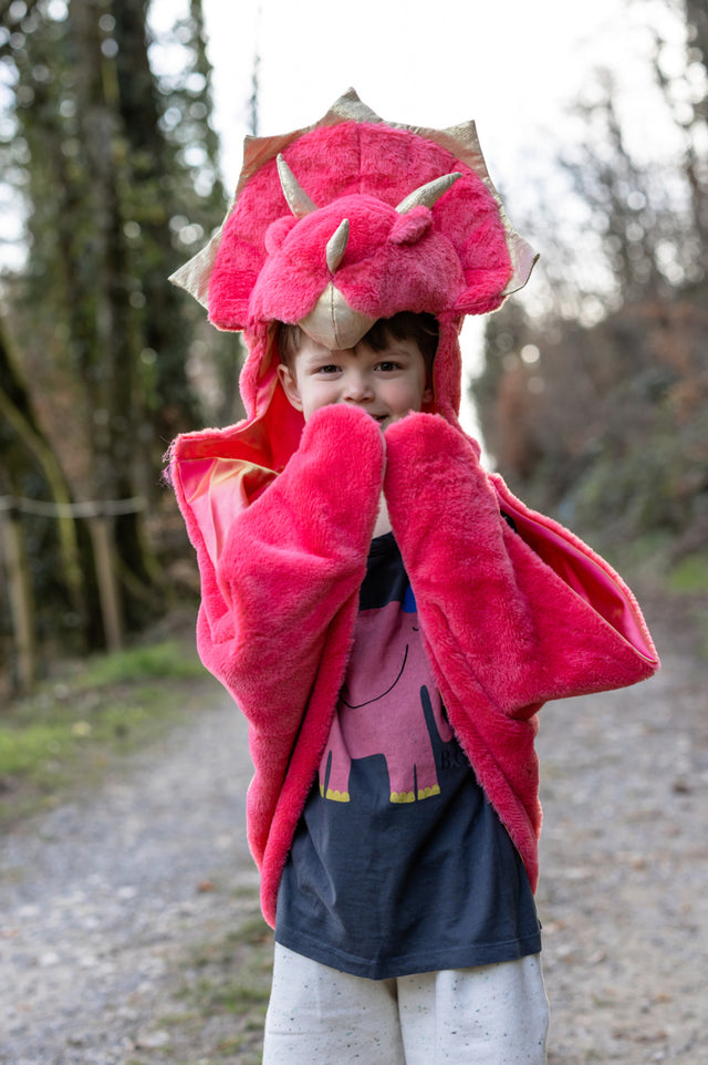 Red Triceratops Cuddle Cape (Size 3-4)