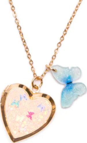 Butterfly Heart Locket Necklace