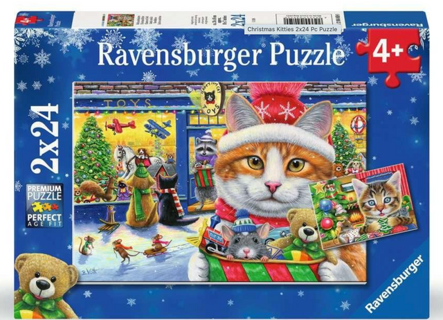 2x24 Piece Puzzle Set, Christmas Kitties