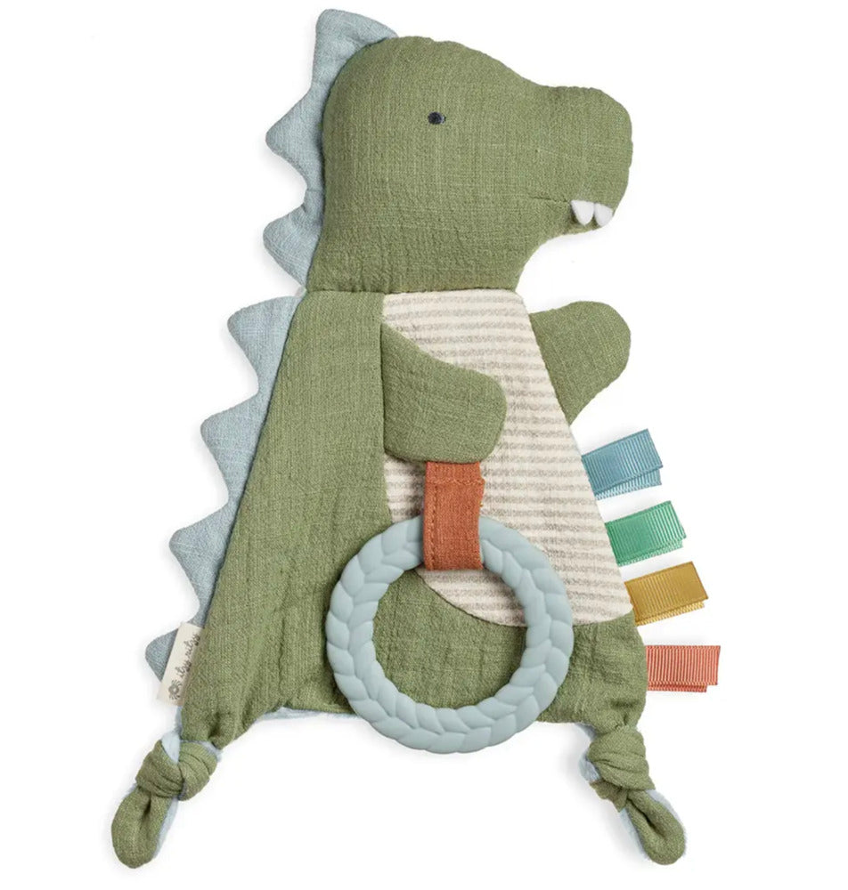 Bitzy Crinkle Dino Sensory Toy with Teether