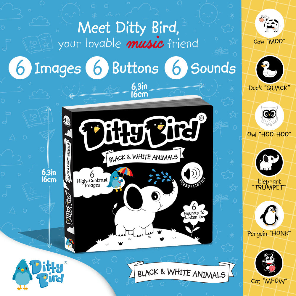 Ditty Bird Sound Book - Black & White Animal